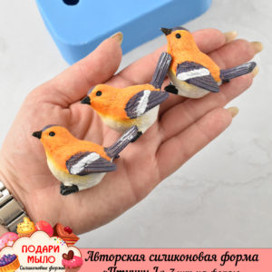 Авторская силиконовая форма "Птички L" 3 шт на форме